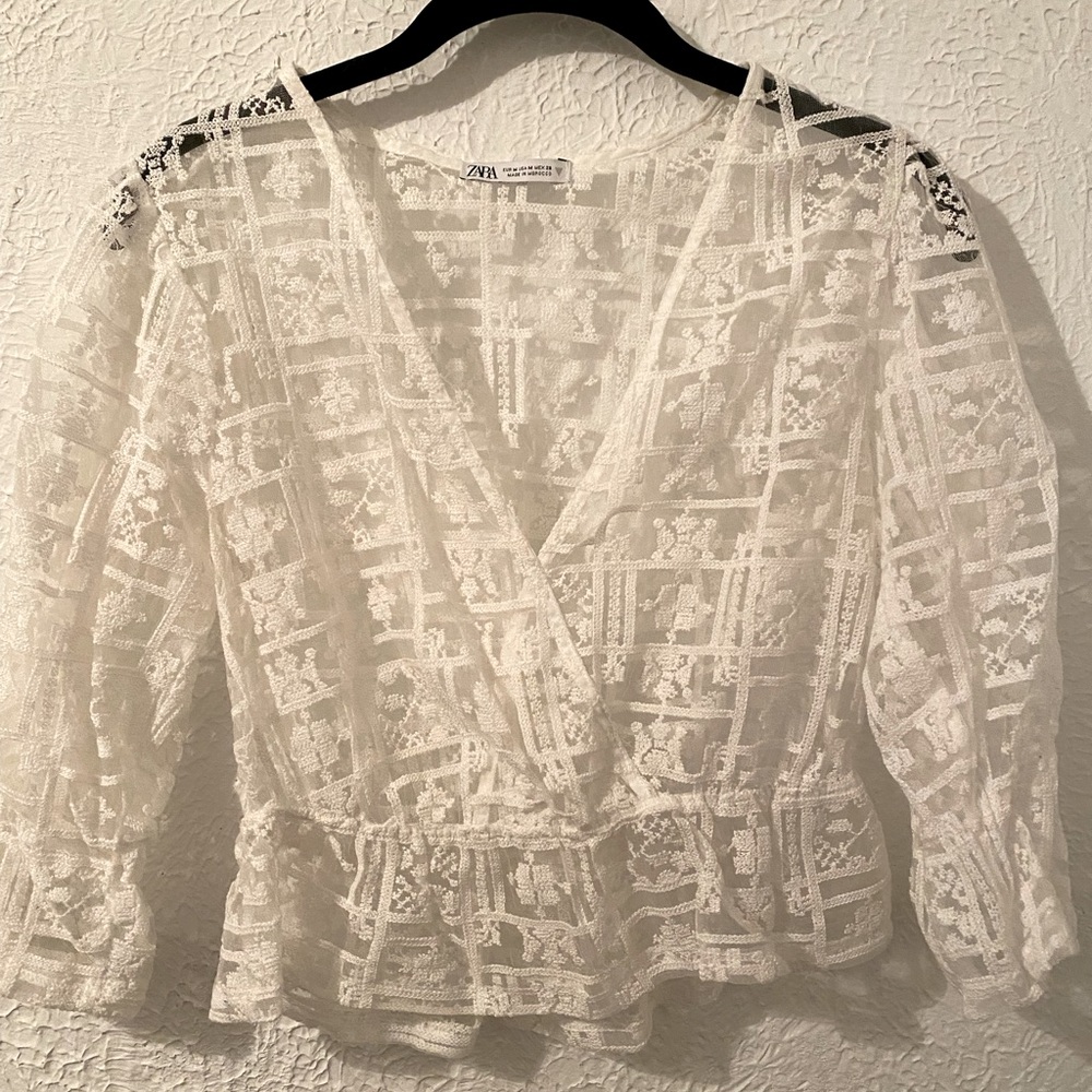 Zara Sheer Lace Cropped Top
